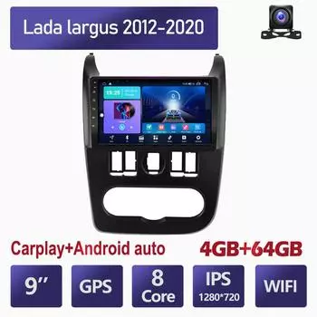 Автомобильный мультимедийный плеер Android 2Din, интеллектуальные системы для Lada Largus 2012-2020, WIFI, GPS-навигация, Carplay 4 + 64 ГБ 2+32GB