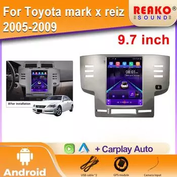 Автомобильный мультимедийный проигрыватель Android 2Din для Toyota Mark X Reiz 2005-2009 для Tesla Scren WIFI BT Радио Стерео Carplay Rds 4 core 2GB+32GB carplay
