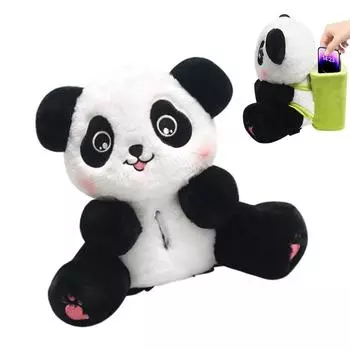 Автомобильный мусорный бак с держателем для салфеток Мультяшная панда Коробки для салфеток для лица Мусорный бак Автомобильный диспенсер для салфеток Плюшевый органайзер для хранения