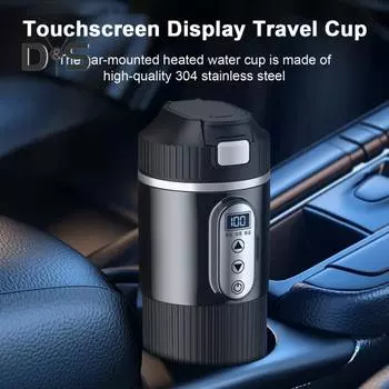 Автомобильный нагревательный стакан из нержавеющей стали 12 В/24 В цифровой ЖК-дисплей портативный электрический подогреватель воды бутылка автомобильный чайник сенсорный экран изолированная кружка чёрный