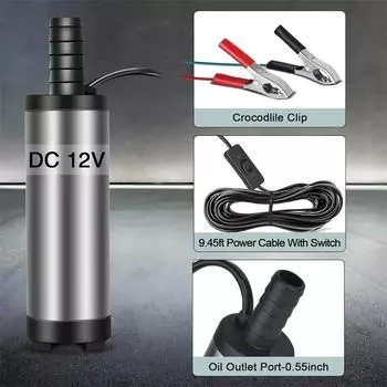 Автомобильный насос для перекачки топлива постоянного тока 12 В для перекачки дизельного топлива с корпусом из алюминиевого сплава, погружной, производительность 30 л/мин. CHINA