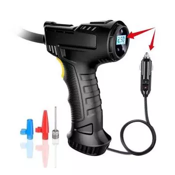 Автомобильный насос для шин и монитор давления в шинах, умные цифровые дисплеи, перезаряжаемый насос для шин, автоматический воздушный насос, 120 Вт Wired Pointer чёрный