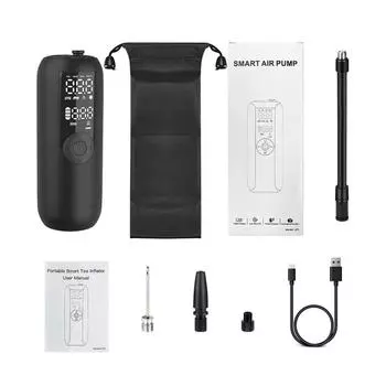 Автомобильный насос для шин со светодиодной подсветкой, функцией автоматической остановки, 5 режимов, ручной беспроводной надувной насос для чёрный