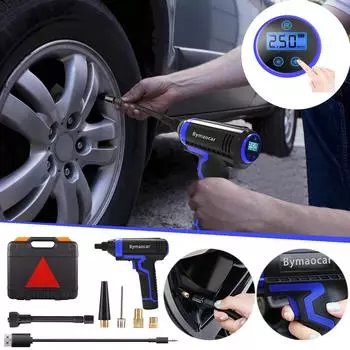 Автомобильный насос, Интеллектуальный цифровой дисплей с подсветкой, Автомобильный насос для шин, Беспроводной ручной автомобильный насос Free Size чёрный