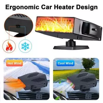 Автомобильный обогреватель 12 В 200 Вт, портативный автомобильный обогреватель и размораживатель, вращение на 360 градусов, 2-в-1, быстрый нагрев, охлаждающий вентилятор, размораживатель лобового стекла автомобиля с дымовым воспламенителем