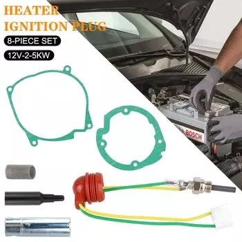 Автомобильный обогреватель, комплект свечей зажигания, прокладка свечи предварительного подогрева 12 В 2 кВт 5 кВт, китайский стиль, воздушный дизельный обогреватель, запчасти для ремонта стояночного обогревателя 1 Set