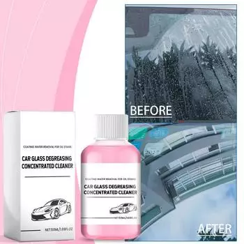 Автомобильный очиститель для стекол Обезжиривающий концентрированный очиститель для автомобильных стекол 50 мл Очиститель для лобового стекла Профессиональный очиститель для стекол