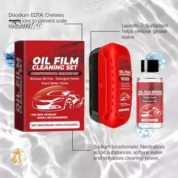 Автомобильный очиститель стекол Эффективный очиститель масляной пленки Мягкая формула Не оставляет разводов Простой в использовании очиститель лобового стекла автомобиля с дополнительной жидкостью 1 Set