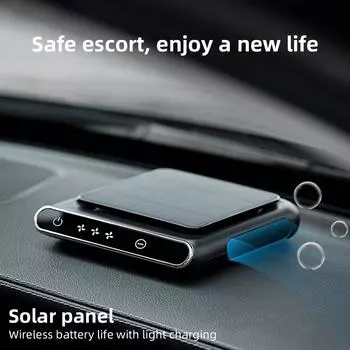 Автомобильный очиститель воздуха на солнечной энергии, высокопроизводительный очиститель воздуха HEPA для автомобиля, 3 регулируемых режима чёрный