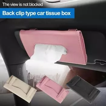 Автомобильный однотонный подвесной держатель для салфеток из искусственной кожи, козырек для автомобиля, держатель для салфеток, чехол для дома, дома, двойная коробка для салфеток, салон автомобиля чёрный