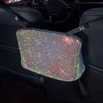 Автомобильный органайзер для хранения вещей Bling Diamond Crystal, подвесная сумка на спинку сиденья с регулируемыми ремнями, многоцелевой держатель для сумок в автомобиле