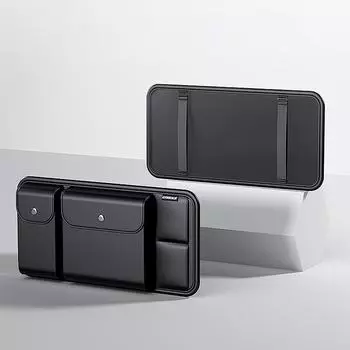 Автомобильный органайзер для солнцезащитного козырька, многофункциональный держатель для солнцезащитных очков, кожаные аксессуары для интерьера автомобиля чёрный