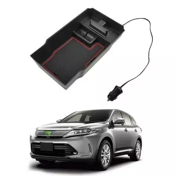 Автомобильный органайзер в консоль для Toyota Harrier 60 серии – с LED-сенсорной подсветкой и двойными USB-портами чёрный