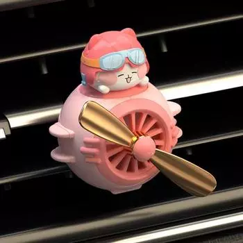 Автомобильный освежитель воздуха, крепление на вентиляционное отверстие, вращающийся пропеллер, мультяшная утка, кролик, пилот, зажим, мини-автомобильный ароматерапевтический диффузор, вентилятор на выходе воздуха розовый