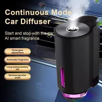 Автомобильный освежитель воздуха, машина для ароматерапии, 3 режима, регулируемый, перезаряжаемый, малошумный, простая установка, автоматическое включение/выключение, умный диффузор эфирного масла чёрный