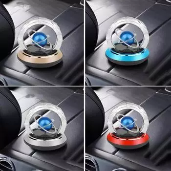 Автомобильный освежитель воздуха на солнечной энергии, вращающийся двойной кольцевой планетарный долговечный ароматизатор для очистки воздуха, автоматический ароматерапевтический диффузор, орнамент, аксессуары для салона автомобиля серебряный