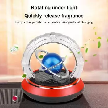 Автомобильный освежитель воздуха на солнечной энергии, вращающийся двойной кольцевой планетарный долговечный ароматизатор для очистки воздуха, автоматический ароматерапевтический диффузор, орнамент, аксессуары для салона автомобиля серебряный