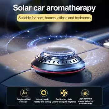 Автомобильный освежитель воздуха на солнечной энергии, длительный аромат, дезодорант, алюминиевый сплав, автоэфирное масло, ароматерапевтический диффузор, аксессуары для салона автомобиля чёрный