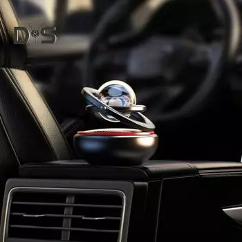 Автомобильный освежитель воздуха на солнечной энергии, вращающееся кольцо, прозрачная планета, шар, длительный аромат, очистка воздуха, авто ароматерапевтический диффузор, украшение для салона автомобиля чёрный