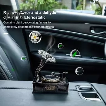 Автомобильный освежитель воздуха на солнечной энергии, винтажный фонограф, проигрыватель пластинок, длительный аромат, авто ароматерапевтический диффузор, орнамент, аксессуары для салона автомобиля Ocean breeze