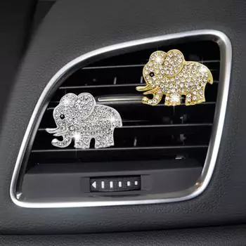 Автомобильный освежитель воздуха, роскошный вентиляционный зажим, сплав, горный хрусталь, воздушный слон, украшение на выходе для автомобиля золотистый