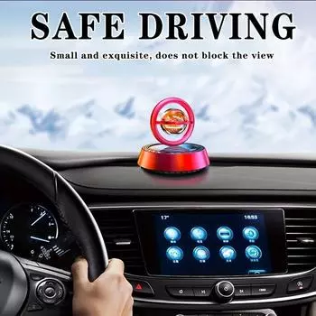 Автомобильный освежитель воздуха с двумя кольцами на солнечной батарее - вращающийся на 360° ароматерапевтический диффузор с премиальным ароматом красный