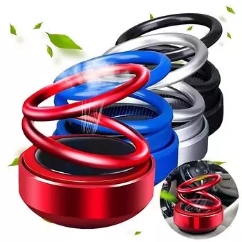 Автомобильный освежитель воздуха с двумя кольцами на солнечной батарее - автоматический вращающийся ароматерапевтический диффузор премиум-класса с ароматом на 90 дней красный