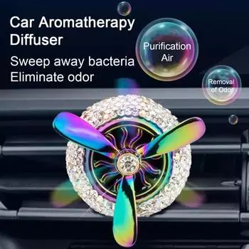 Автомобильный освежитель воздуха с креплением для вентиляционного отверстия, вращающийся пропеллер со стразами, длинный ароматизатор, мини фиолетовый