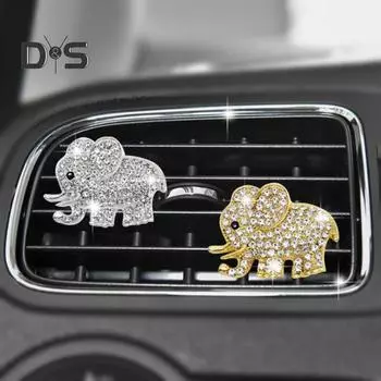 Автомобильный освежитель воздуха, вентиляционный зажим, роскошный горный хрусталь, сплав, слон, автоматическое украшение на выходе воздуха, диффузор для ароматерапии, аксессуары для салона автомобиля золотистый