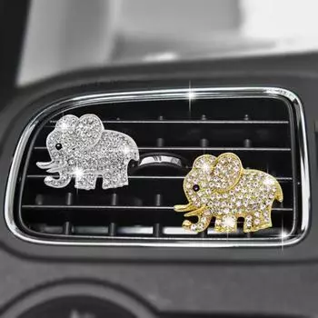 Автомобильный освежитель воздуха, вентиляционный зажим, роскошный горный хрусталь, сплав, слон, автоматическое украшение на выходе воздуха, диффузор для ароматерапии, аксессуары для салона автомобиля серебряный