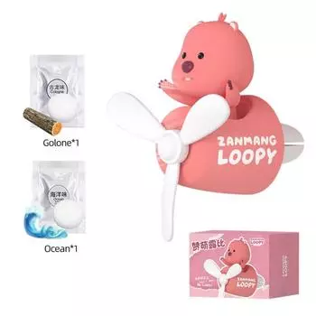 Автомобильный освежитель воздуха Zanmang Loopy - милый дизайн в виде медведя с вентилятором, автомобильный аромадиффузор, безопасный зажим для воздуховода для автомобилей, розовый