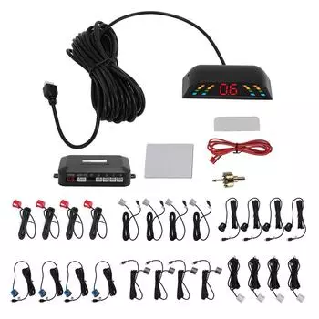 Автомобильный парковочный радар заднего хода с 4 датчиками, звуковой сигнал, цифровой парковочный датчик, задний радар заднего хода Black