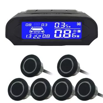 Автомобильный парктроник с 6 датчиками заднего хода, ультразвуковой радар обнаружения, резервная система мониторинга радаров, помощник 12 В, бесплатная доставка чёрный