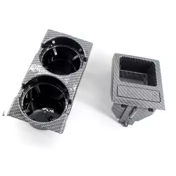 Автомобильный передний центральный консольный держатель для напитков + подставка для монет, замена углеродного волокна для BMW чёрный