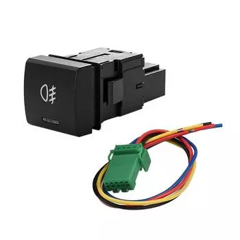 Автомобильный переключатель противотуманных фар с зеленой кнопкой противотуманных фар, замена чистого медного провода, установка противотуманных фар 12 В 24 В для Camry 2018+ CHINA