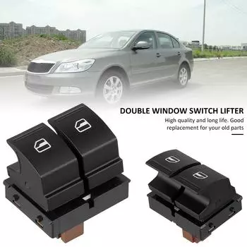 Автомобильный переключатель стеклоподъемника, совместимый с Octavia Mk2 Fabia Mk2 Roomster, сменная электрическая кнопка управления двойным стеклоподъемником для салона автомобиля