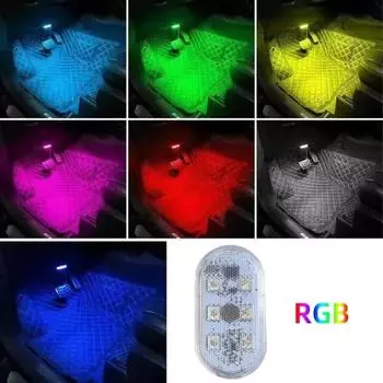 Автомобильный плафон с датчиком касания пальцем, мини-светодиодная лампа для чтения, магниты на крышу автомобиля, зарядка через USB, атмосферная лампа белый