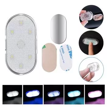 Автомобильный плафон с датчиком касания пальцем, лампа для чтения, 5 В, светодиодная магнитная притягивающая лампа, зарядка через USB, шесть цветов, подсветка двери автомобиля