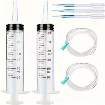 Автомобильный пластиковый шприц с трубкой, индивидуальный герметичный садовый шприц для жидкой краски, эпоксидной смолы, масла, полива растений, заправки