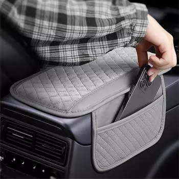 Автомобильный плюшевый подлокотник, увеличивающий высоту, сумка для хранения, автомобильная многофункциональная губчатая защитная накладка, зимние принадлежности для интерьера Artificial Plush чёрный