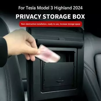Автомобильный подлокотник держатель ящик центральная консоль органайзер подлокотник скрытый ящик для хранения аксессуары для Tesla Highland 2024 чёрный