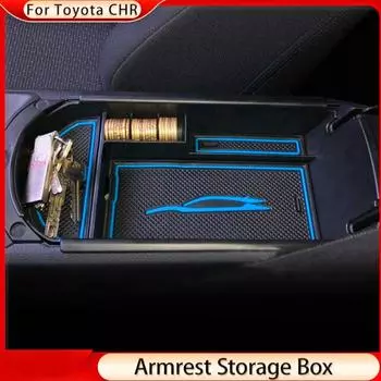 Автомобильный подлокотник для центральной консоли, ящик для хранения для Toyota C-HR CHR 2016-2021, органайзер, держатель контейнера, аксессуары для лотков чёрный
