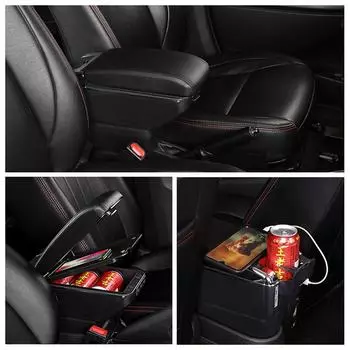 Автомобильный подлокотник для Peugeot 2008, модернизированный подлокотник, ящик для хранения, автомобильные аксессуары, выдвижной, 2019 2020 2021 чёрный