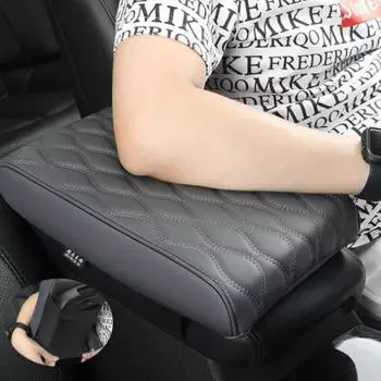 Автомобильный подлокотник, коврик для центральной консоли, подлокотник, защитная подушка из искусственной кожи, авто подлокотники, ящик для хранения, накладка чёрный