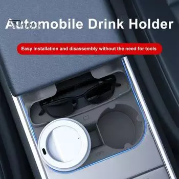 Автомобильный подстаканник с отсеком для хранения, ударопрочный дизайн, термостойкий автомобильный центральный консольный подстаканник для Tesla Model 3/Y серый