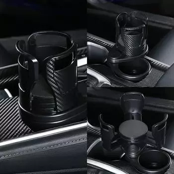 Автомобильный подстаканник с расширителем для автомобильного адаптера, регулируемый многофункциональный двойной подстаканник с держателем для телефона, органайзер для ароматерапии чёрный