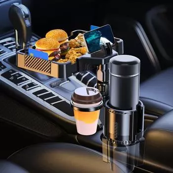 Автомобильный подстаканник с регулируемым основанием, прочный, несущий нагрузку, универсальный, простой в установке, расширяемый автомобильный поднос для еды 3 в 1 Small