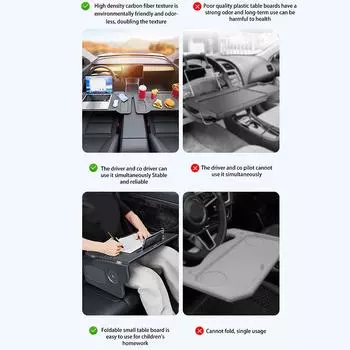 Автомобильный подставка для ноутбука, складной противоскользящий поднос для еды, обеденный стол, дорожный поднос, разнообразные функции для Modely / Model3 чёрный