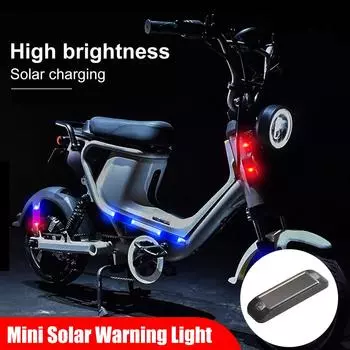 Автомобильный предупреждающий световой сигнал Солнечный светодиод Красный и синий мигающий предупреждающий световой сигнал Ночной противоугонный велосипедный мотоцикл аксессуары синий