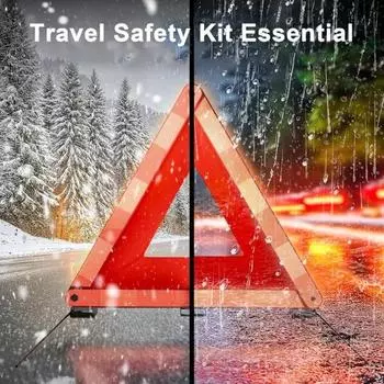 Автомобильный предупреждающий треугольник, одобренный ЕС, компактный складной светоотражающий треугольник безопасности, видимость 200 м